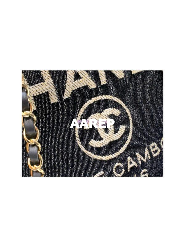 Replica Chanel Large Tote 2 in 1 Denim & Woolen Deauville Bag A66941 Denim Dark Blue 4