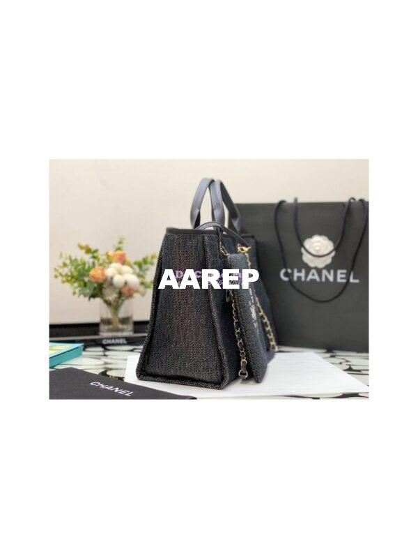 Replica Chanel Large Tote 2 in 1 Denim & Woolen Deauville Bag A66941 Denim Dark Blue 5