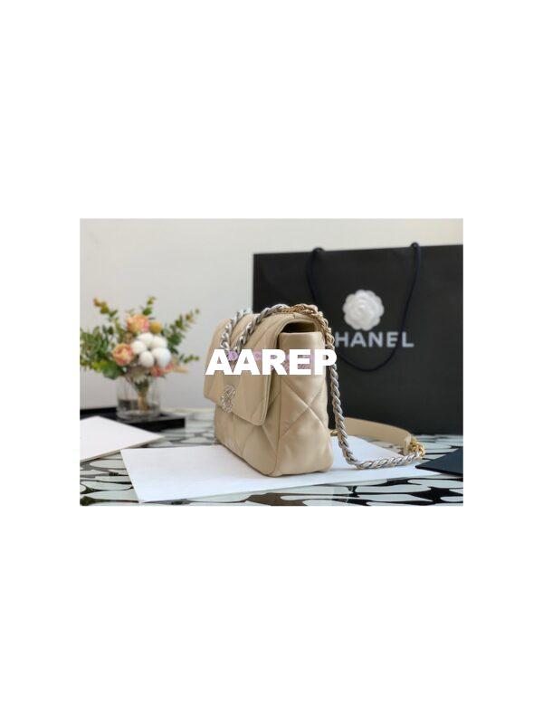 Replica Chanel 19 Large Flap Bag AS1161 Lambskin Beige Silver 3