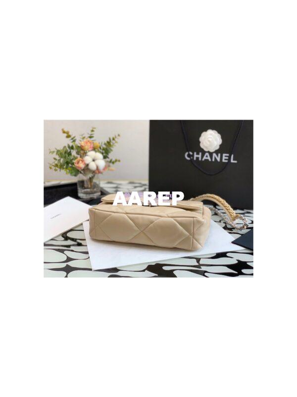 Replica Chanel 19 Large Flap Bag AS1161 Lambskin Beige Silver 6