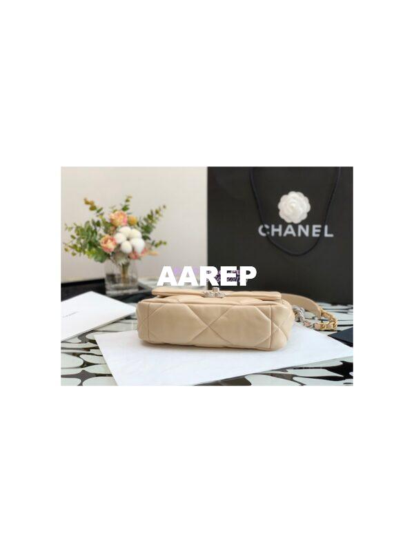 Replica Chanel 19 Small Flap Bag AS1160 Lambskin Beige Silver 8