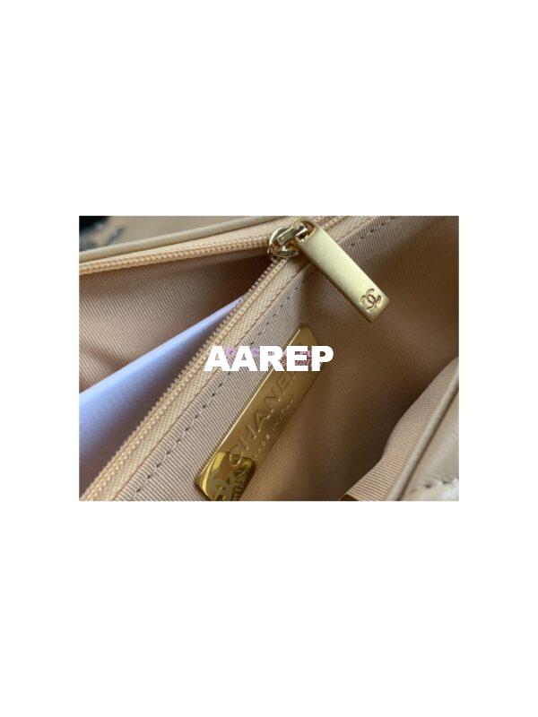 Replica Chanel 19 Small Flap Bag AS1160 Lambskin Beige Silver 10