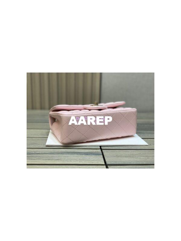 Replica Chanel Small Classic Flap CF Bag Lambskin Shining Light Gold Hardware 20cm in Light Pink 14