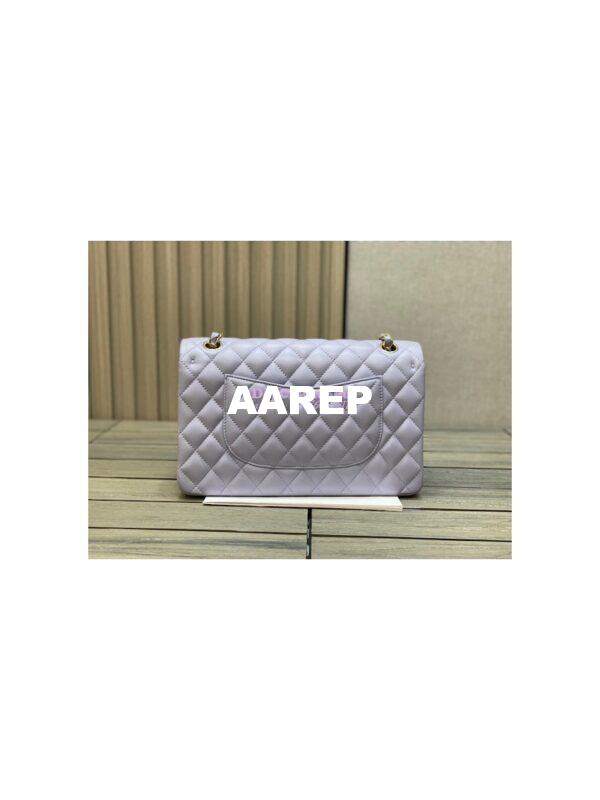 Replica Chanel Medium Classic Double Flap Bag Quilted Lambskin Light Gold Hardware Light Purple 6