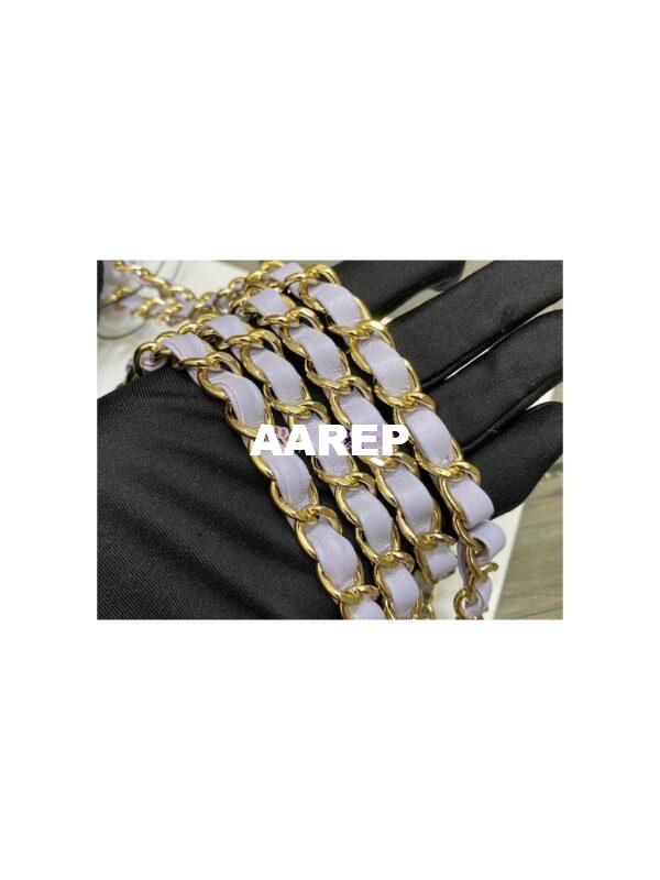 Replica Chanel Medium Classic Double Flap Bag Quilted Lambskin Light Gold Hardware Light Purple 8