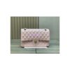 Replica Chanel Medium Classic Double Flap Bag Quilted Lambskin Light Gold Hardware Light Purple