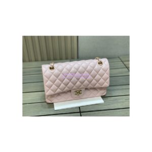 Replica Chanel Medium Classic Double Flap Bag Quilted Lambskin Light Gold Hardware Light Pink 2