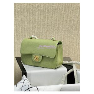 Replica Chanel Lizard Leather Small 20cm Classic Flap Bag Avocado