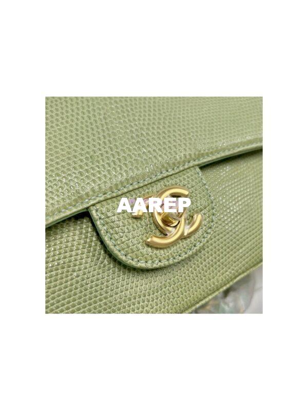 Replica Chanel Lizard Leather Small 20cm Classic Flap Bag Avocado 4