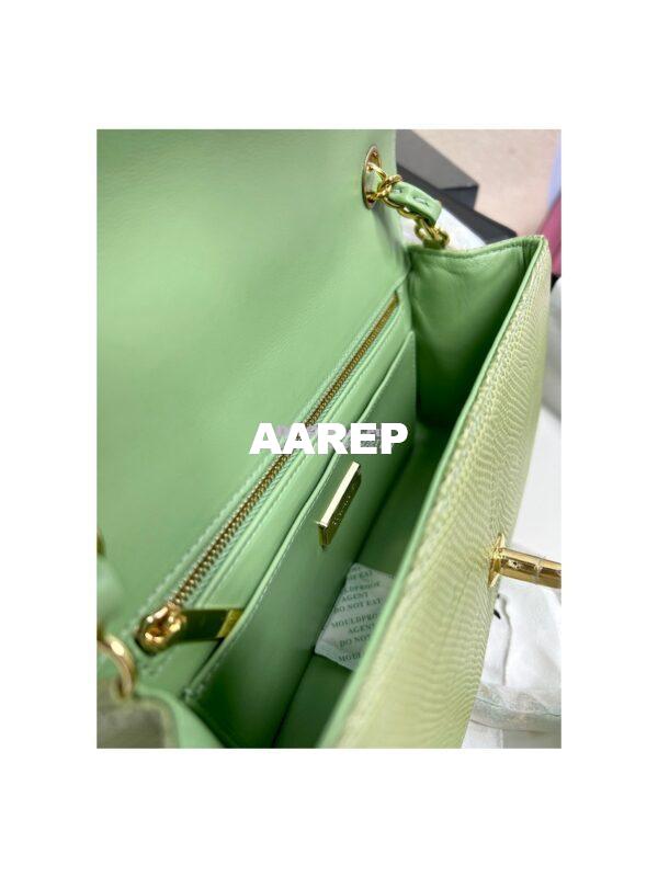 Replica Chanel Lizard Leather Small 20cm Classic Flap Bag Avocado 5