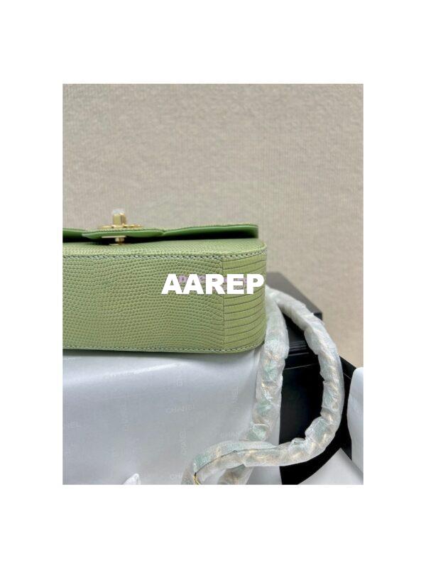 Replica Chanel Lizard Leather Small 20cm Classic Flap Bag Avocado 9