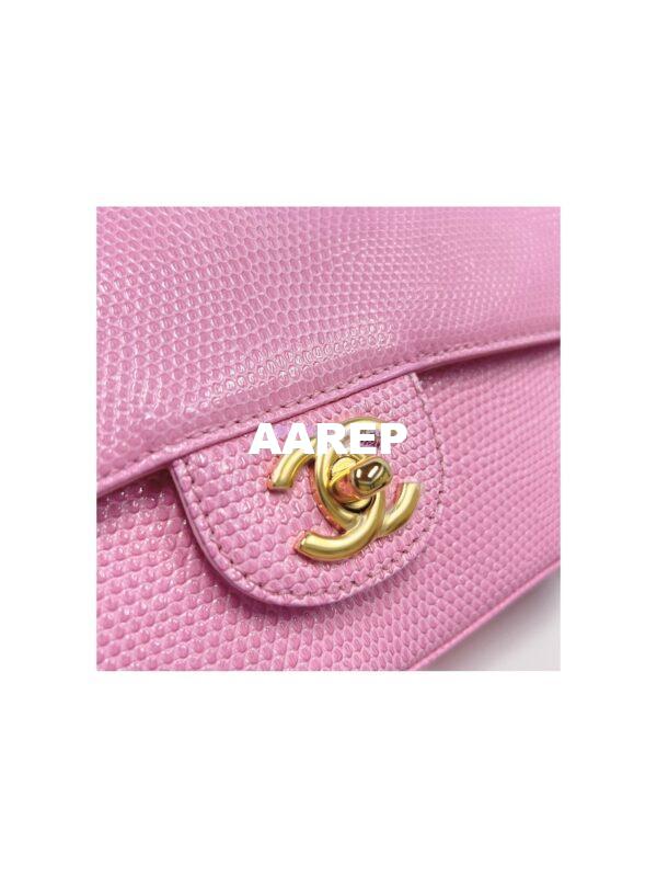 Replica Chanel Lizard Leather Small 20cm Classic Flap Bag Sakura Pink 5