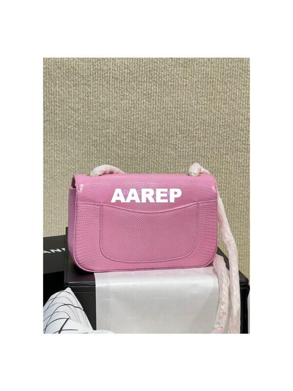 Replica Chanel Lizard Leather Small 20cm Classic Flap Bag Sakura Pink 6