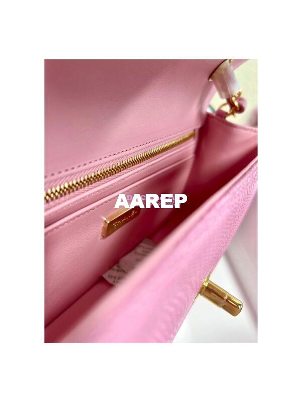 Replica Chanel Lizard Leather Small 20cm Classic Flap Bag Sakura Pink 7