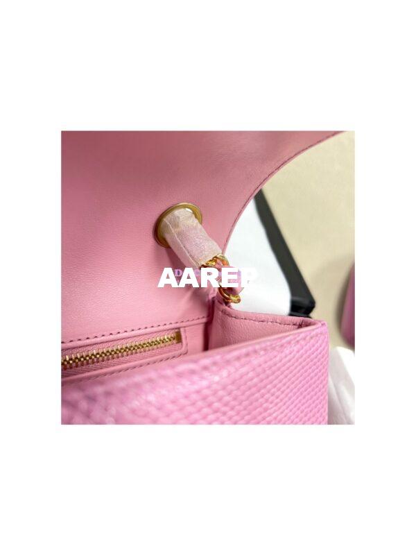 Replica Chanel Lizard Leather Small 20cm Classic Flap Bag Sakura Pink 8