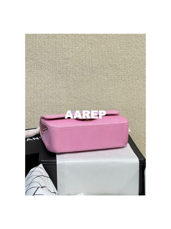 Replica Chanel Lizard Leather Small 20cm Classic Flap Bag Sakura Pink 9