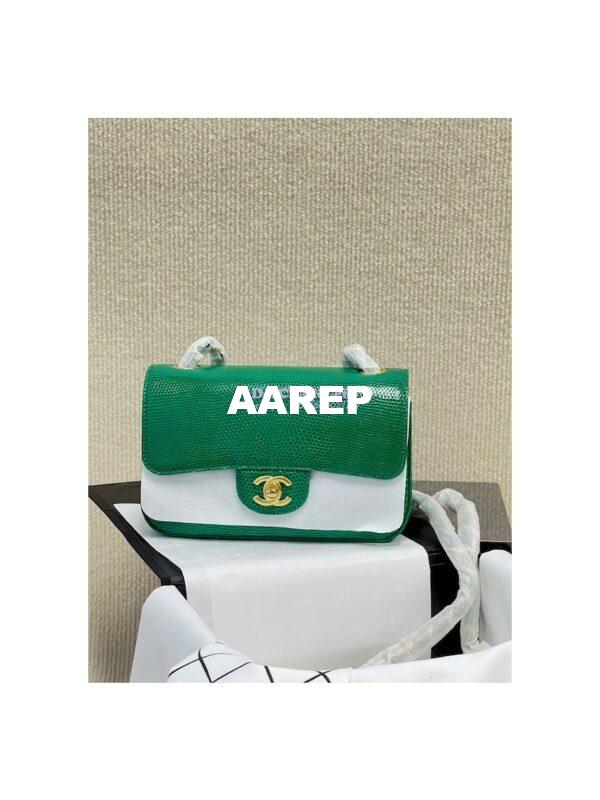 Replica Chanel Lizard Leather Small 20cm Classic Flap Bag Green 4