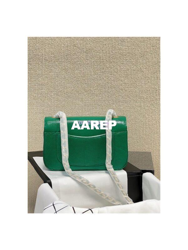 Replica Chanel Lizard Leather Small 20cm Classic Flap Bag Green 9