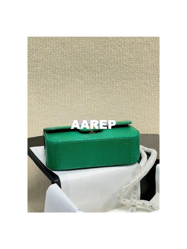 Replica Chanel Lizard Leather Small 20cm Classic Flap Bag Green 10