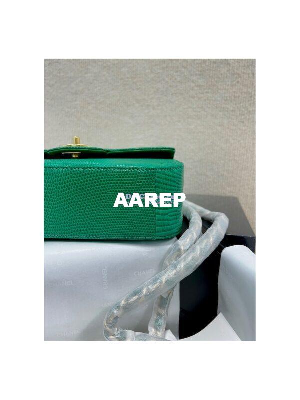 Replica Chanel Lizard Leather Small 20cm Classic Flap Bag Green 11