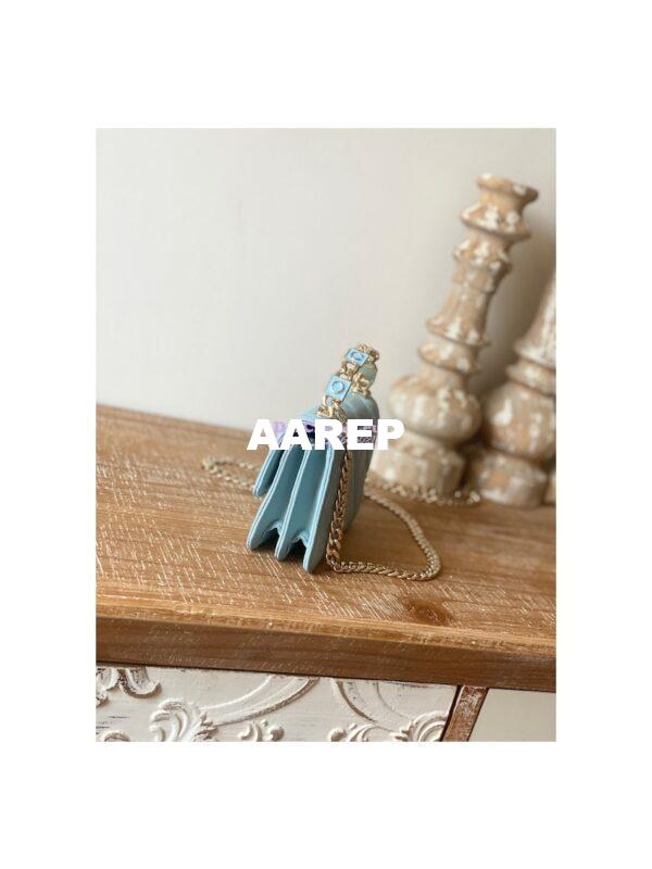Replica Chanel Enamel Handle Clutch with Chain in Lambsskin AP2758 Sky Blue 5