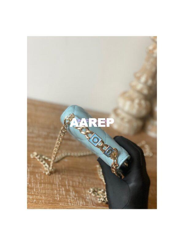Replica Chanel Enamel Handle Clutch with Chain in Lambsskin AP2758 Sky Blue 7