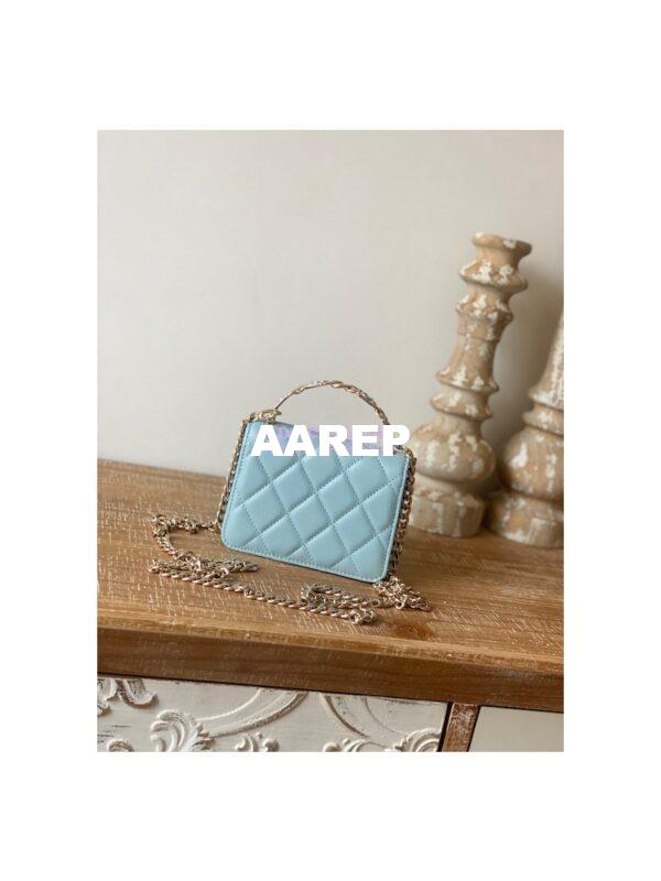 Replica Chanel Enamel Handle Clutch with Chain in Lambsskin AP2758 Sky Blue 8