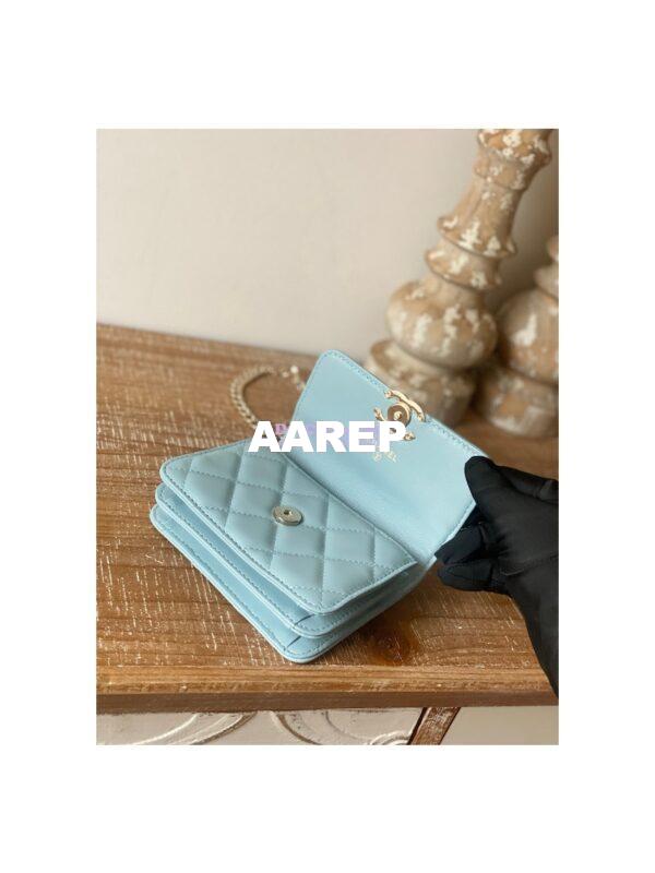 Replica Chanel Enamel Handle Clutch with Chain in Lambsskin AP2758 Sky Blue 10