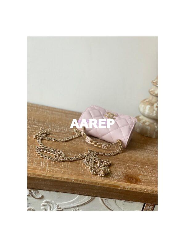 Replica Chanel Enamel Handle Clutch with Chain in Lambsskin AP2758 Light Pink 5