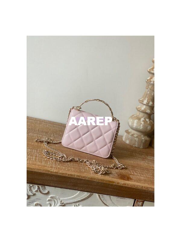 Replica Chanel Enamel Handle Clutch with Chain in Lambsskin AP2758 Light Pink 8