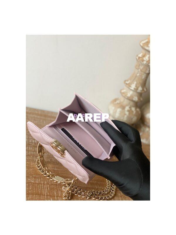Replica Chanel Enamel Handle Clutch with Chain in Lambsskin AP2758 Light Pink 11