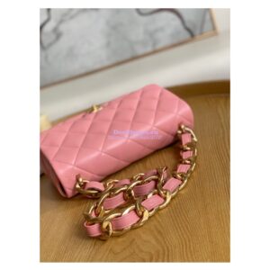 Replica Chanel Large Flap Lammbskin Bag AS3215 Coral Pink 2