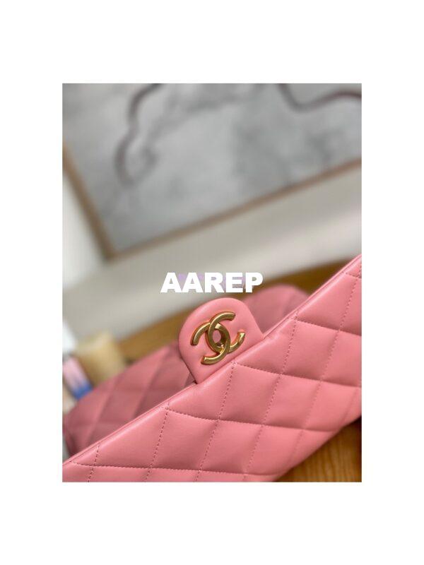 Replica Chanel Large Flap Lammbskin Bag AS3215 Coral Pink 6
