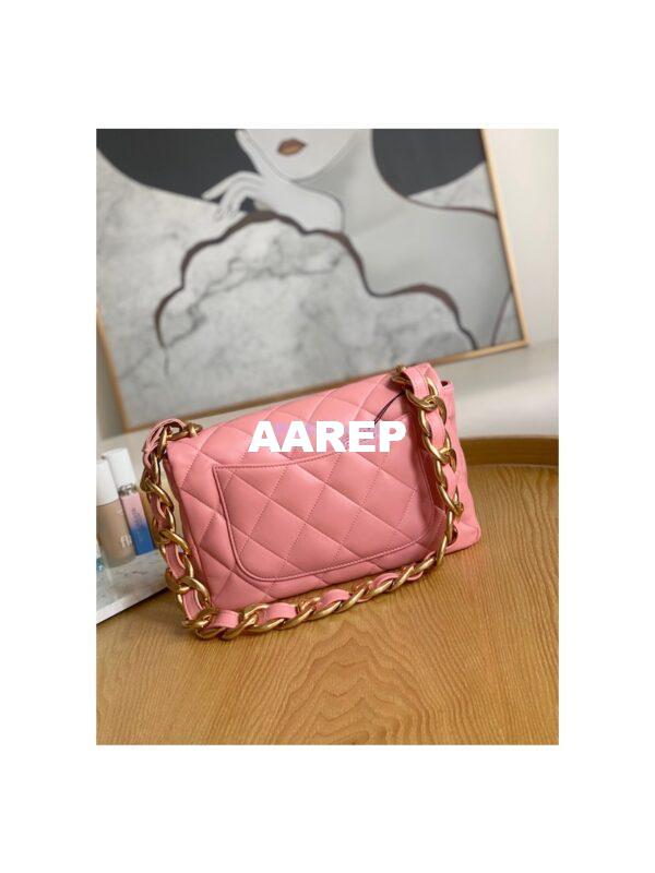 Replica Chanel Large Flap Lammbskin Bag AS3215 Coral Pink 8