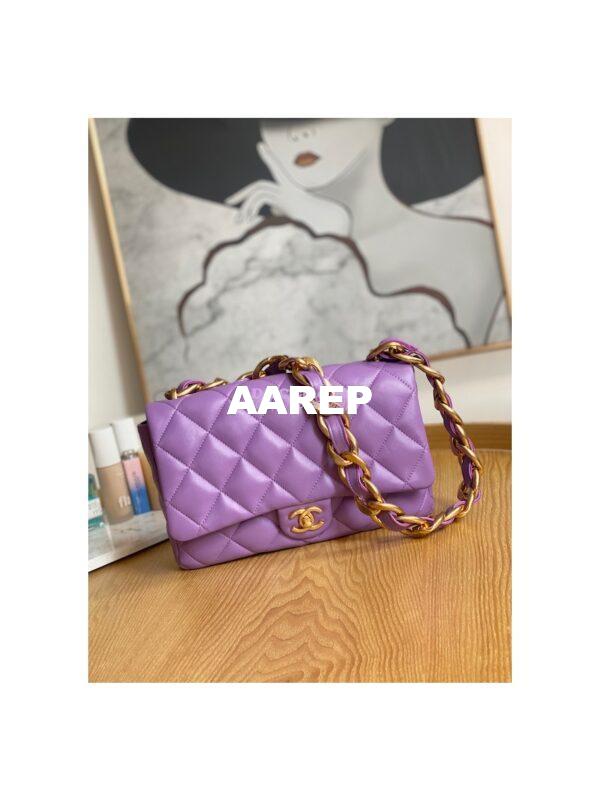 Replica Chanel Large Flap Lammbskin Bag AS3215 Purple 3
