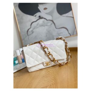 Replica Chanel Large Flap Lammbskin Bag AS3215 White