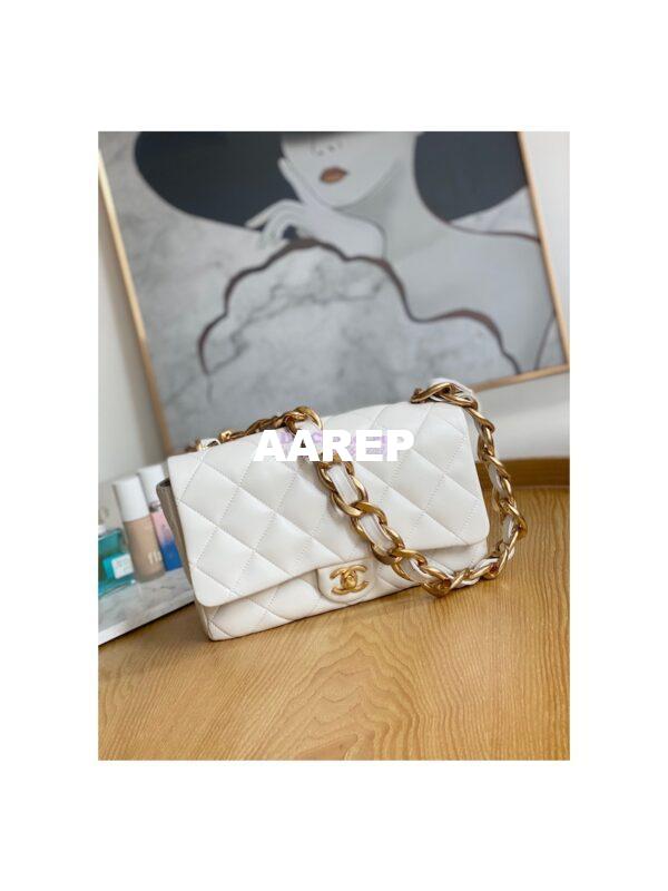 Replica Chanel Large Flap Lammbskin Bag AS3215 White 3