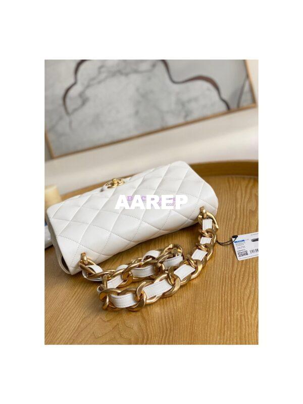Replica Chanel Large Flap Lammbskin Bag AS3215 White 4