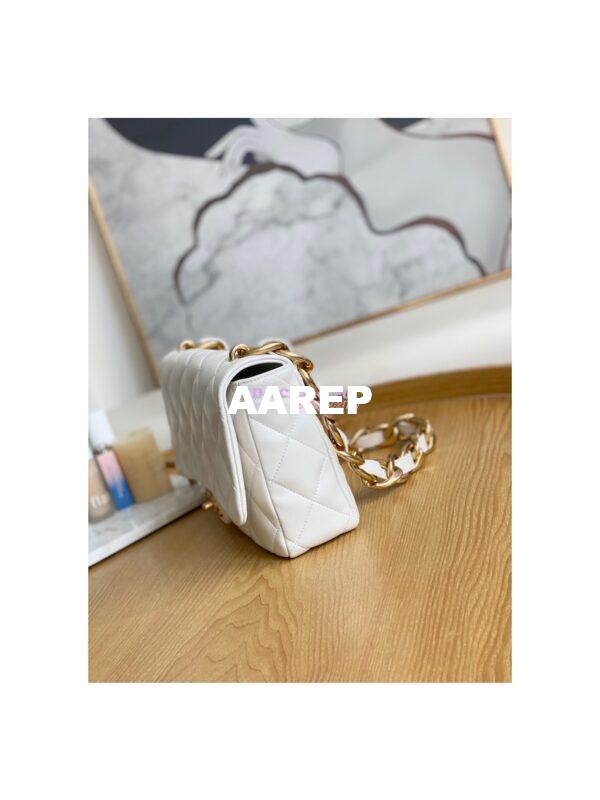 Replica Chanel Large Flap Lammbskin Bag AS3215 White 5