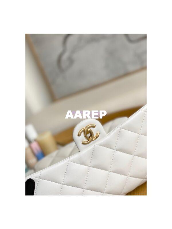 Replica Chanel Large Flap Lammbskin Bag AS3215 White 6