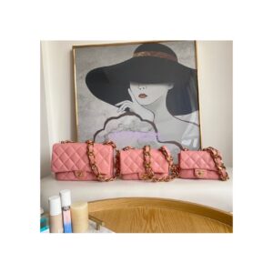 Replica Chanel Mini/ Small Flap Lammbskin Bag AS3213 AS3214 Coral Pink