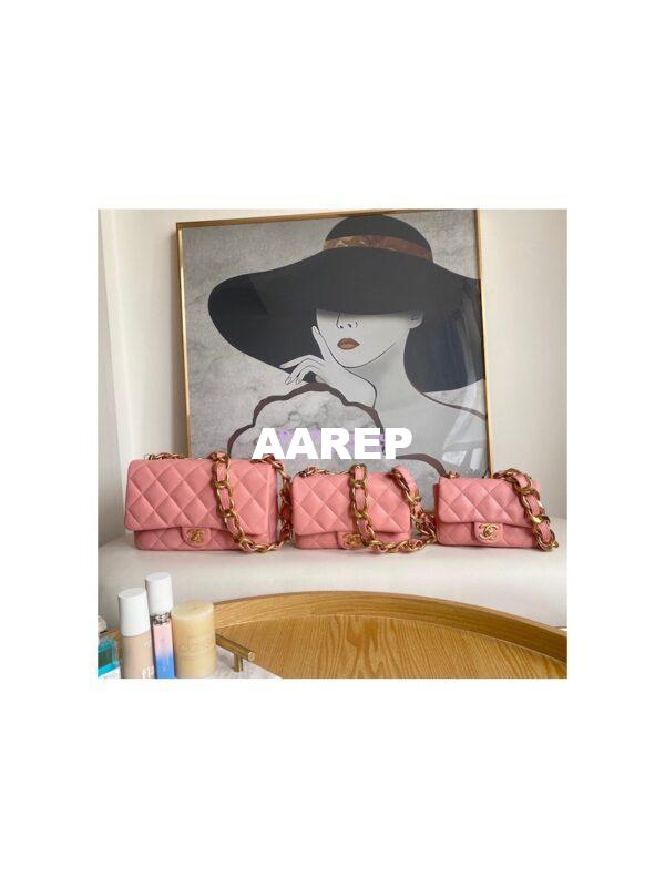 Replica Chanel Mini/ Small Flap Lammbskin Bag AS3213 AS3214 Coral Pink 3