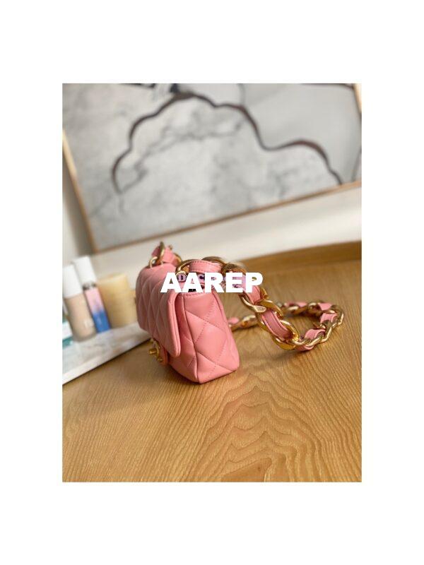 Replica Chanel Mini/ Small Flap Lammbskin Bag AS3213 AS3214 Coral Pink 5