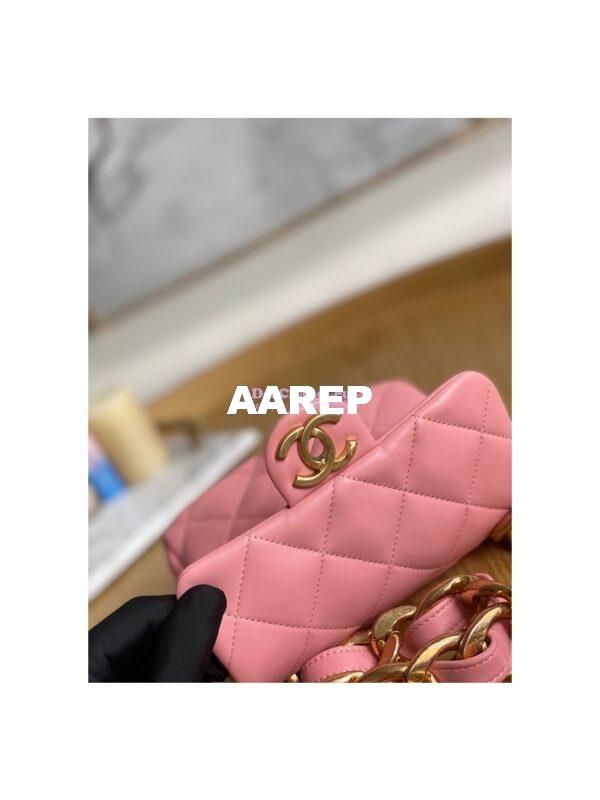 Replica Chanel Mini/ Small Flap Lammbskin Bag AS3213 AS3214 Coral Pink 7