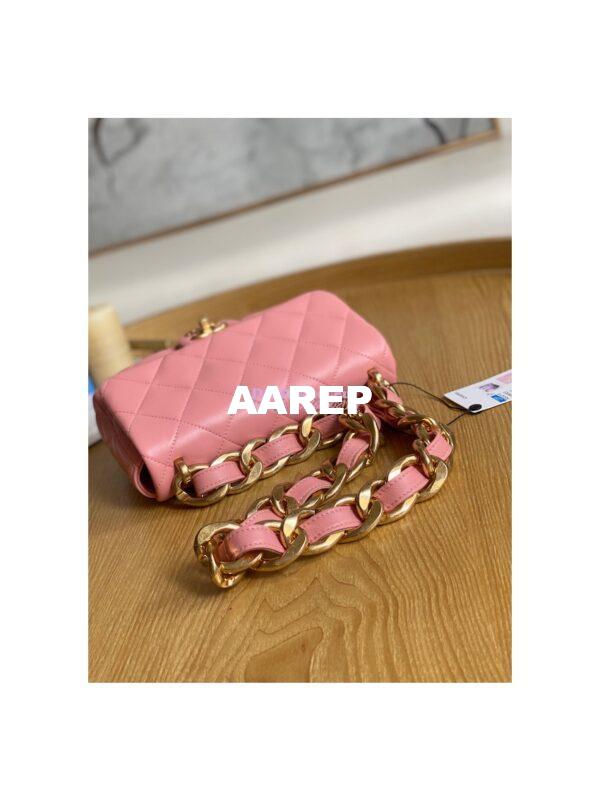 Replica Chanel Mini/ Small Flap Lammbskin Bag AS3213 AS3214 Coral Pink 12