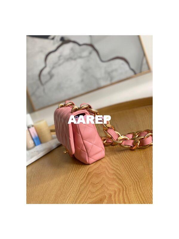 Replica Chanel Mini/ Small Flap Lammbskin Bag AS3213 AS3214 Coral Pink 13