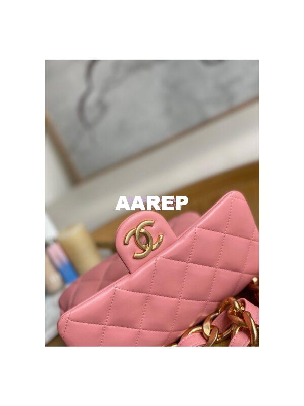 Replica Chanel Mini/ Small Flap Lammbskin Bag AS3213 AS3214 Coral Pink 14