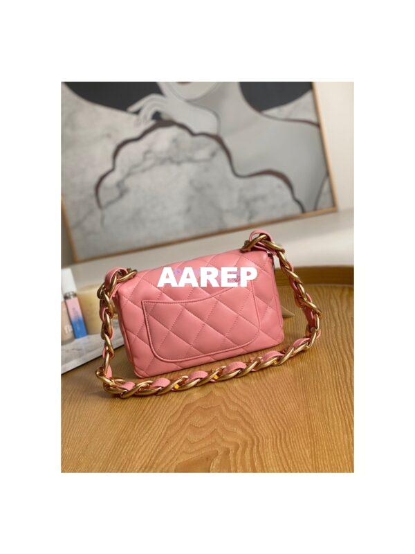 Replica Chanel Mini/ Small Flap Lammbskin Bag AS3213 AS3214 Coral Pink 19