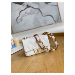 Replica Chanel Mini/ Small Flap Lammbskin Bag AS3213 AS3214 White 2