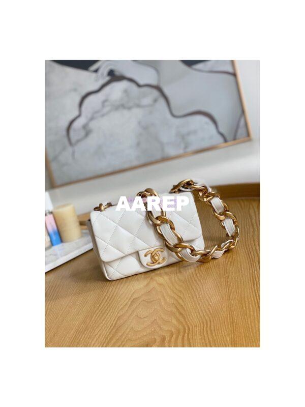 Replica Chanel Mini/ Small Flap Lammbskin Bag AS3213 AS3214 White 4